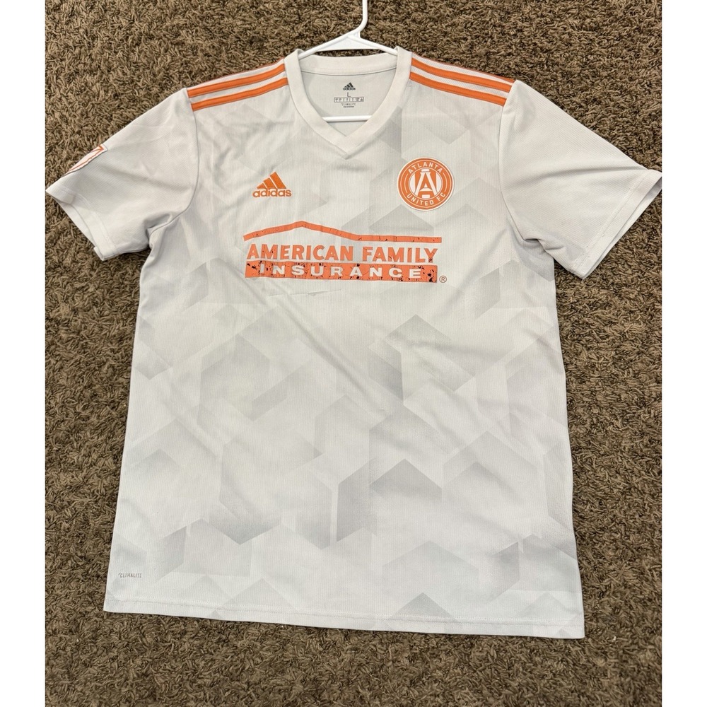 Atlanta United FC Orange White Jersey Adidas Climalite Mens Size Large